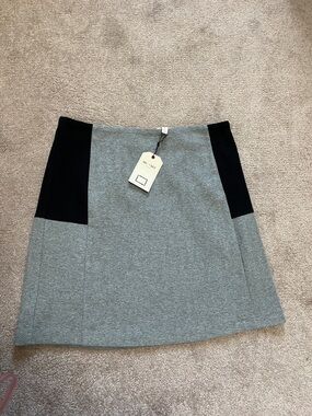 Black & Gray Color block A-Line Skirt Cotton Blend Preppy Mod Women’s US Large